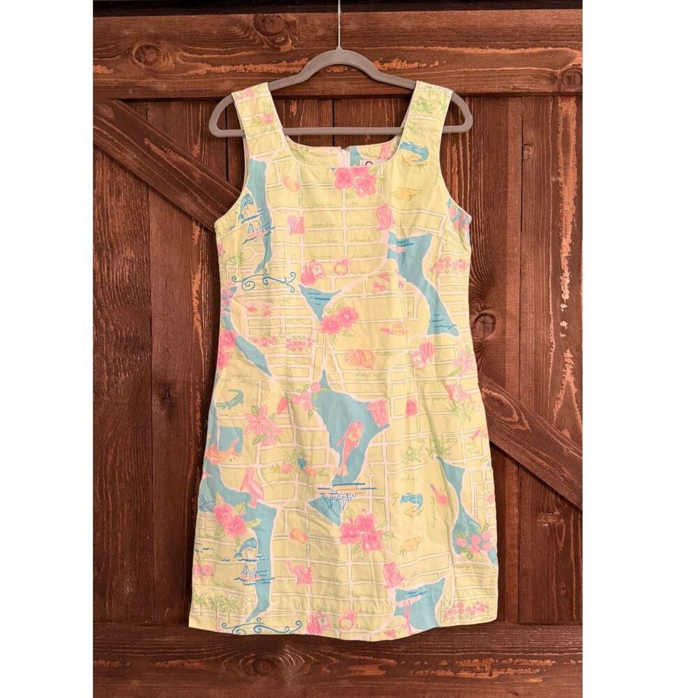 Lilly Pulitzer Palm Beach Map Print Shift Dress - Size 10